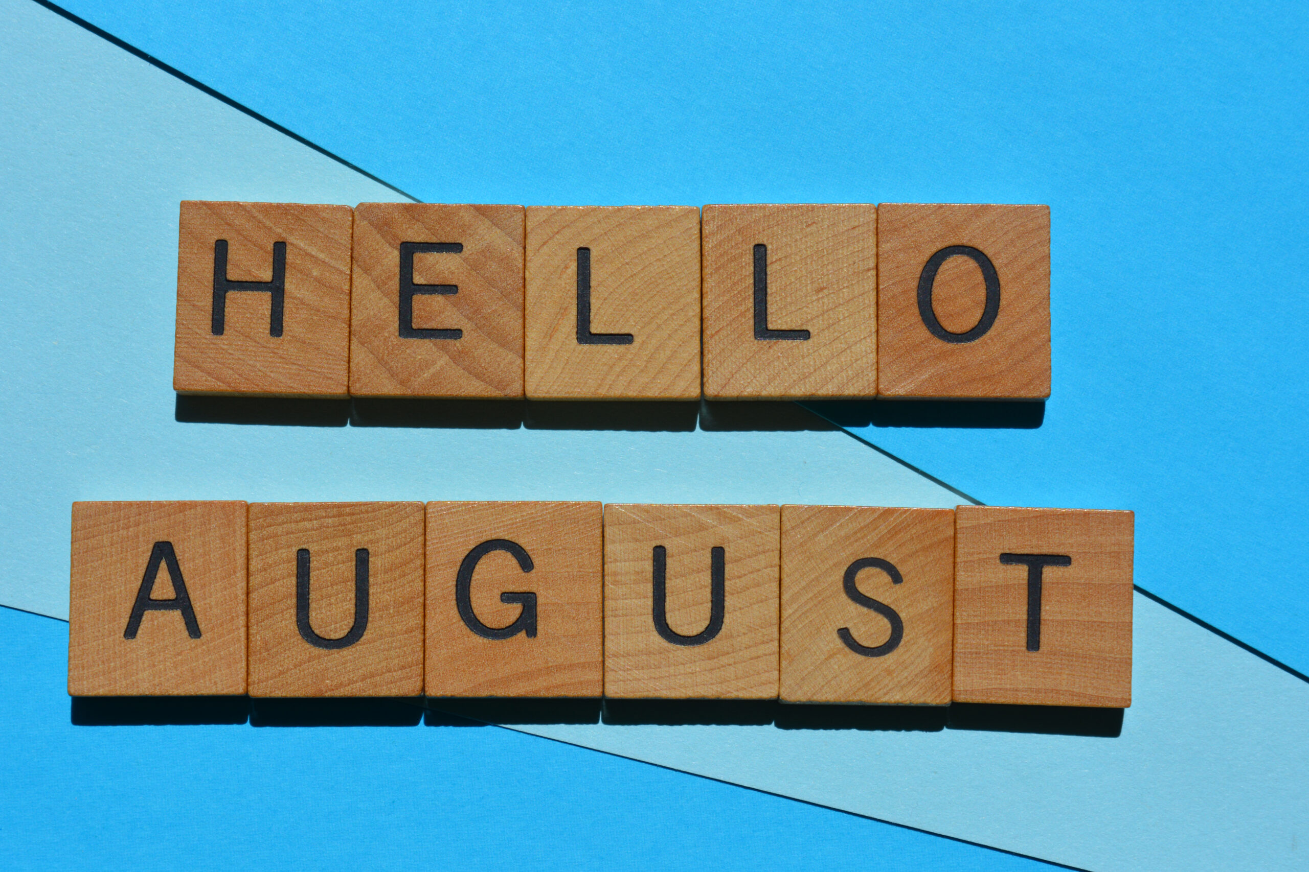 Hello August, greeting as banner headline
